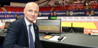 Anzug statt Judogi und den Bildschirm immer im Blick: Judo-Olympiasieger Udo Quellmalz ist in Tokio als Supervisor im Einsatz. Foto: Emanuele Di Feliciantonio Italy