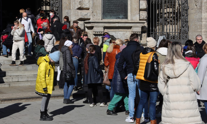 Ankommenszentrum fr Ukraine-Flchtlinge im Neues Rathaus in Leipzig