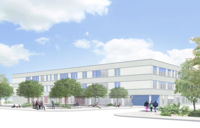 So soll der Eingangsbereich f&uuml;r den F&auml;rderschulcampus in der Delitzscher Richard-Wagner-Stra&szlig;e k&uuml;nftig aussehen.