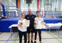 Pia Freis und Hatab Elmazov (r.) holten bei den Deutschen Meisterschaften in ihrer Altersklasse zweimal Silber - eine Leistung, die auch Trainer Axel Lange mit Stolz erfüllt.