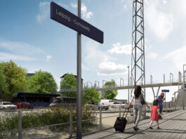 So soll es einmal aussehen: Die Fu&szlig;g&auml;ngerbr&uuml;cke am S-Bahnhof Connewitz wird ab Anfang 2024 erweitert.