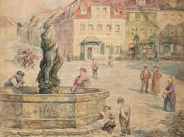 Einer, der sich Ende des 19. bis Mitte des 20. Jahrhunderts k&uuml;nstlerisch intensiv mit seiner Heimatstadt auseinandersetzte, war der Eilenburger Kunstmaler Bruno Matth&auml;i. Die Abbildung zeigt den Marktplatz der Muldestadt.