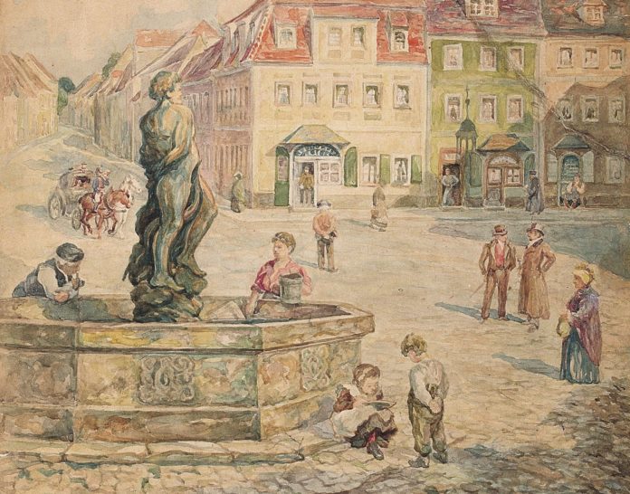 Malwettbewer Einer, der sich Ende des 19. bis Mitte des 20. Jahrhunderts künstlerisch intensiv mit seiner Heimatstadt auseinandersetzte, war der Eilenburger Kunstmaler Bruno Matthäi. Die Abbildung zeigt den Marktplatz der Muldestadt.