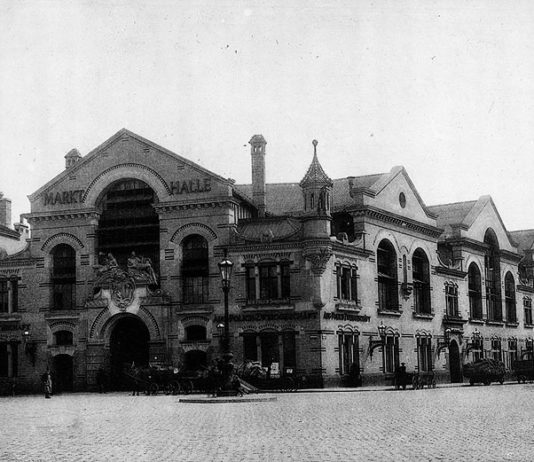 Die historische Markthalle am Wilhelm-Leuschner-Platz (Aufnahme von 1899) soll als Vorbild f&uuml;r den Neubau dienen. Sie war im Zweiten Weltkrieg zerst&ouml;rt worden