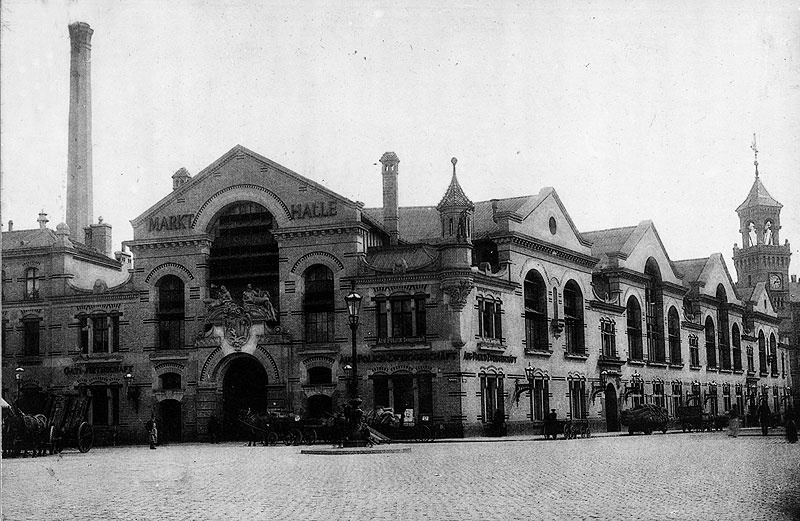 Die historische Markthalle am Wilhelm-Leuschner-Platz (Aufnahme von 1899) soll als Vorbild für den Neubau dienen. Sie war im Zweiten Weltkrieg zerstört worden
