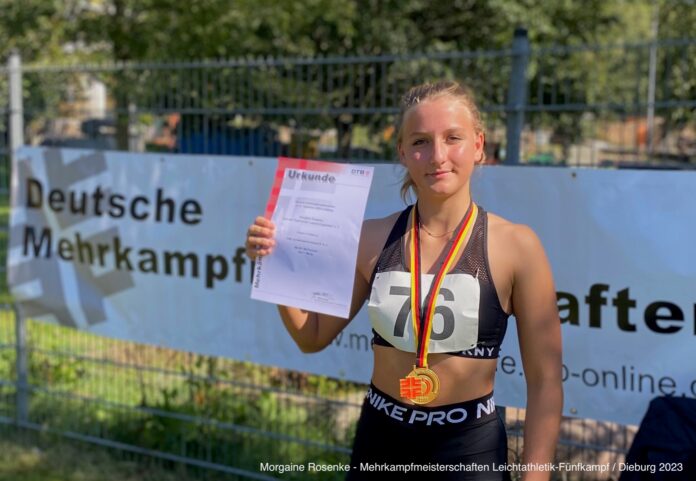 Sie holte sich schon den zweiten Meistertitel im Leichtathletik-F&uuml;nfkampf: Morgaine Rosenke.