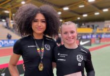 Glückwunsch an Sprinterin Sherin Kimuanga (l.): Sie holte sich in Dortmund den U20-Hallenmeistertitel. Foto: privat