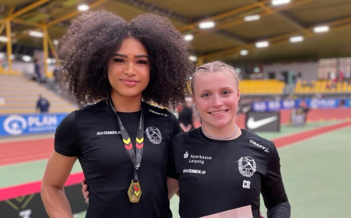 Deutsche_U20-Meisterin_Sherin_Kimuanga___Platz_4_Charlotte_Riedel Glückwunsch an Sprinterin Sherin Kimuanga (l.): Sie holte sich in Dortmund den U20-Hallenmeistertitel. Foto: privat