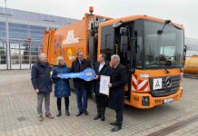 Unterwegs mit grünem Wasserstoff: 16 Abfallsammelfahrzeuge fahren nunmehr ausgesprochen umweltfreundlich durch Leipzig. Foto: Stadtreinigung Leipzig