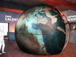 Die Simulation zeigt, wie die Dauerausstellung im Geopark Porphyrland am Standort R&ouml;cknitz aussehen soll. Grafik: Geopark Porphyrland