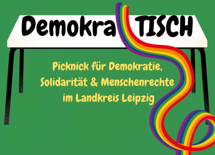 DemokraTISCH Der Kreisjugendring setzt sich mit Picknicks für mehr Demokratie, Solidarität und Menschenrechte ein. Grafik: Kreisjugendring Landkreis Leipzig