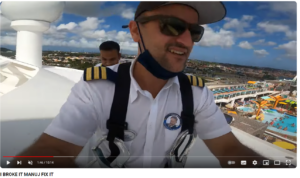 Die ersten Videos entstanden an Bord der Kreuzfahrtschiffe, auf denen Mansur Ashkar als Sicherheitschef unterwegs ist. Screenshot: Andreas Bayer