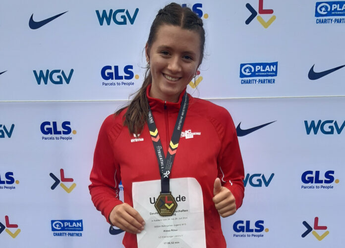 web-20240727_115058 Alexa Röse gewann bei der Deutschen Meisterschaft in der U16 das Rennen über 3000 Meter Gehen. Foto: Verein