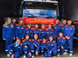Die Freude &uuml;ber die neuen Uniformen ist bei den Mitgliedern der Jugendfeuerwehr Audenhain gro&szlig;. Foto: privat