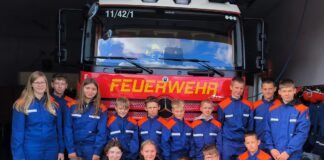Die Freude über die neuen Uniformen ist bei den Mitgliedern der Jugendfeuerwehr Audenhain groß. Foto: privat
