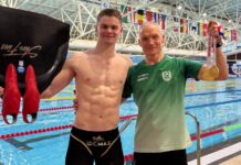 Jubel nach dem Weltrekord: Justus Mörstedt (l.) und Trainer Lutz Riemann. Foto: privat