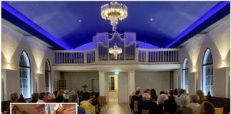 Der Sternensaal der Gnadenkapelle. Links: Dr. Felix Friedrich am Manual Trost-Orgel der Altenburger Schlosskirche. Foto: PM