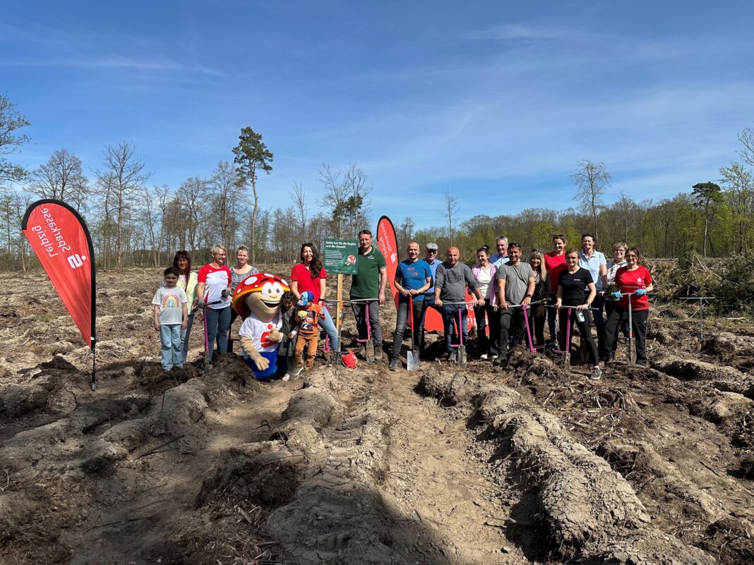 Baumpflanzung_Delitzsch__c__Sparkasse_Leipzig_1_ 3000 neue Bäume für Delitzsch: Sparkassen-Kunden haben im Stadtforst junge Roteichen gepflanzt. Foto: Sparkasse Leipzig