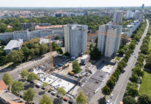 In der Johannisallee drehen sich die Kräne: Hier läuft aktuell das größte Neubauprojekt der LWB. Foto: Peter Usbeck/LWB