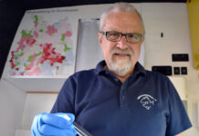 Harald Gülzow analysiert eine Wasserprobe. Foto: Ruben Wiltsch