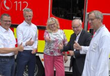 Feierlicher Startschuss des ITW in Leipzig: Seit einigen Tagen ist das hochspezialisierte Rettungsmittel in der Region unterwegs. Foto: Jörn Glaser, Universitätsklinikum Leipzig