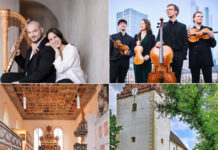 Am 24. August sorgt das Duo Duor gemeinsam mit dem Eliot Quartett für Klangzauber in der Evangelischen Kirche Löbnitz, unter deren Dach sich einer der bedeutendsten Sakralräume Mitteldeutschlands befindet. Foto-Collage: Veranstalter