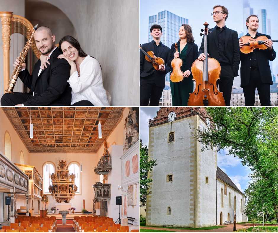 Photo-Collage Am 24. August sorgt das Duo Duor gemeinsam mit dem Eliot Quartett für Klangzauber in der Evangelischen Kirche Löbnitz, unter deren Dach sich einer der bedeutendsten Sakralräume Mitteldeutschlands befindet. Foto-Collage: Veranstalter
