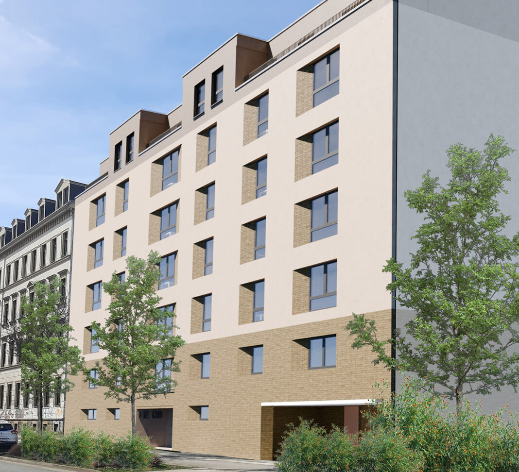 Visualisierung_Wohnungen_Leipzig_BImA So wird der Neubau mit 17 Wohnungen aussehen, den die Bundesanstalt für Immobilienaufgaben (Bima) jetzt in der Leipziger Ludwig-Erhard-Straße baut. Als Mieter einziehen sollen dann Beschäftigte des Zoll, der Bundespolizei und der Bundeswehr. Grafik: Bima