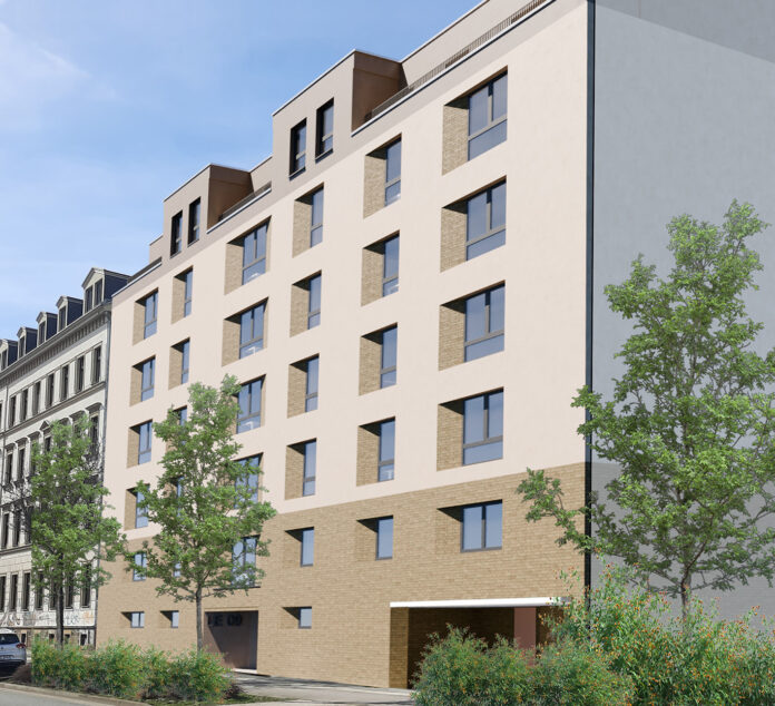Visualisierung_Wohnungen_Leipzig_BImA So wird der Neubau mit 17 Wohnungen aussehen, den die Bundesanstalt für Immobilienaufgaben (Bima) jetzt in der Leipziger Ludwig-Erhard-Straße baut. Als Mieter einziehen sollen dann Beschäftigte des Zoll, der Bundespolizei und der Bundeswehr. Grafik: Bima