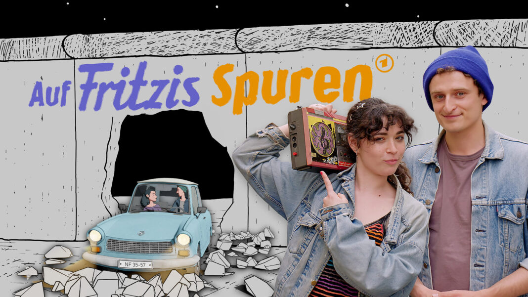 Emmy-Nominierung für MDR-Produktion Sie sind die Hosts einer Emmy-gekrönten Serie: Julian Janssen und Anna Shirin Habedank begleiten durch die Animadok-Reihe „Auf Fritzis Spuren“. Foto: MDR/WDR/Balancefilm