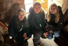 Anne Dietrich, Greta Stein und Zoe Gentsch (v.l.) haben sich im Rahmen einer Projektarbeit mit dem Schutz der Schleiereule besch&auml;ftigt. Foto: PM