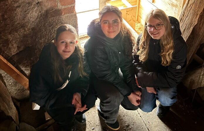 Bilde2 Anne Dietrich, Greta Stein und Zoe Gentsch (v.l.) haben sich im Rahmen einer Projektarbeit mit dem Schutz der Schleiereule beschäftigt. Foto: PM