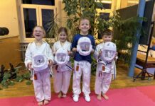 Henry Walter, Emma Wolst, Aurelia Dentler und Sviatoslav Vitrenko sind in diesem Jahr neu im Karate-Landeskader (Kumite). Foto: PM