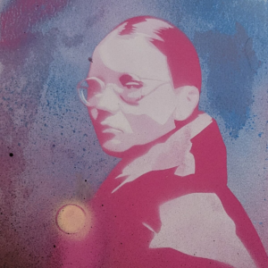 Der K&uuml;nstler Leonhard Wachter f&uuml;hrt die Teilnehmenden in Wurzen die Technik der Schablonen- und Stencil-Art ein. Foto: Leonhard Wachter