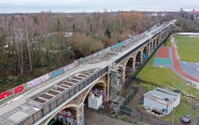 Parkbogen Ost in Leipzig Was für ein Projekt: Auch das Viadukt Sellerhausen wird in die Ge- staltung vom Parkbogen Ost einbezogen – dazu kommen ein Gar- tenpark, für den es nun eine Förderung gibt. Foto: André Kempner