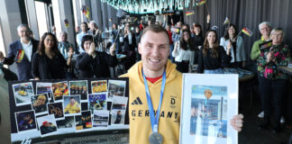 Empfang von Olympia-Silber-Held Felix Straub in der Roof-Top-Bar Felix in Leipzig. Foto: Andr&eacute; Kempner
