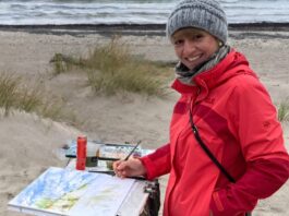 Stephanie M&uuml;ller stellt in der Hospitalkapelle Grimma ihre Aquarelle aus.. Foto: privat