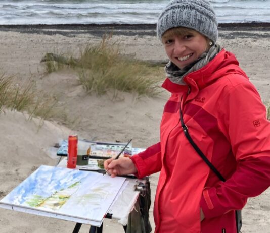 Stephanie M&uuml;ller stellt in der Hospitalkapelle Grimma ihre Aquarelle aus.. Foto: privat