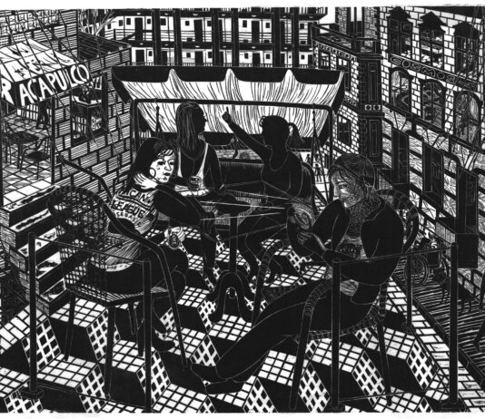 Auch der Holzschnitt "Acapulco" von Gabriela Jolowicz wird im Museum f&uuml;r Druckkunst gezeigt. Repro: Gabriela Jolowicz