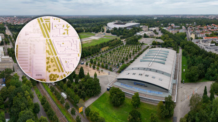 Das Gelände rund um die Quarterback Immobilien Arena soll großflächig überarbeitet werden. Die Planungen sehen unter anderem den Bau einer Ballsporthalle sowie eines Parkhauses vor. Grafik: Wolfgang Sens / Christian Modla (Montage: ahr) Das Gelände rund um die Quarterback Immobilien Arena soll großflächig überarbeitet werden. Die Planungen sehen unter anderem den Bau einer Ballsporthalle sowie eines Parkhauses vor. Grafik: Wolfgang Sens / Christian Modla (Montage: ahr)